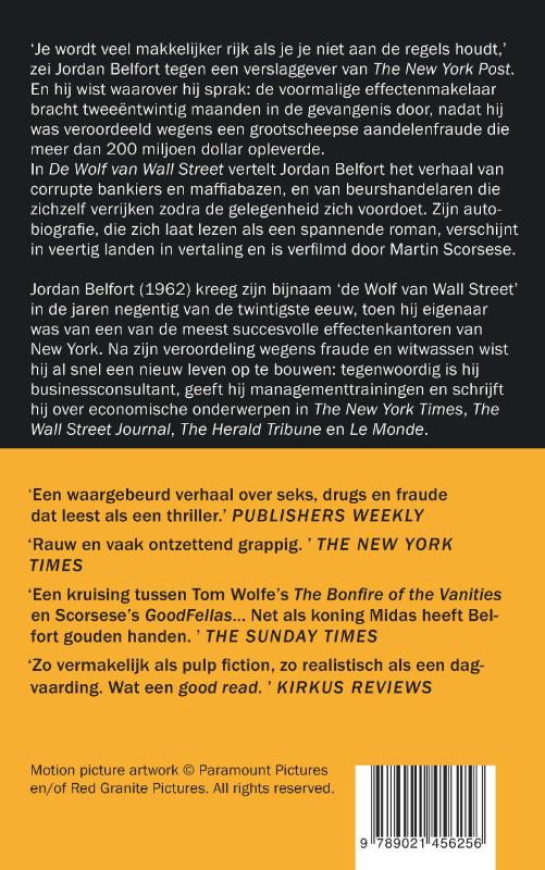 Achterkant van De wolf van wall street