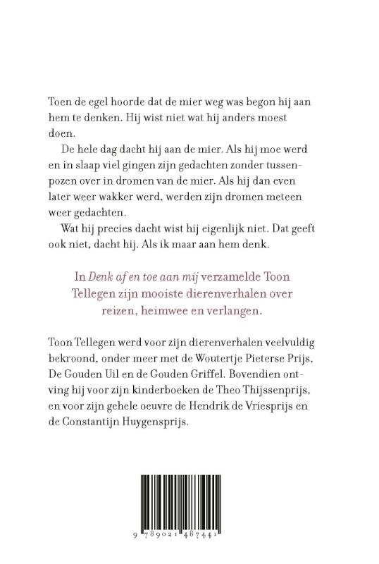 Achterkant van Denk af en toe aan mij