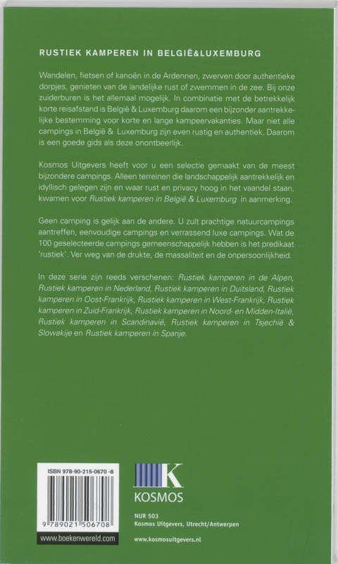 Achterkant van Rustiek kamperen Belgie & Luxemburg