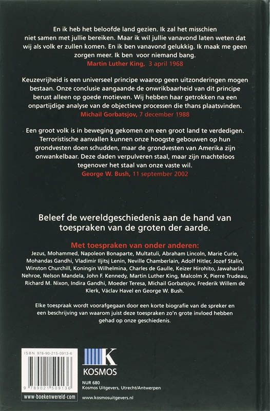 Achterkant van Toespraken die de wereld veranderden