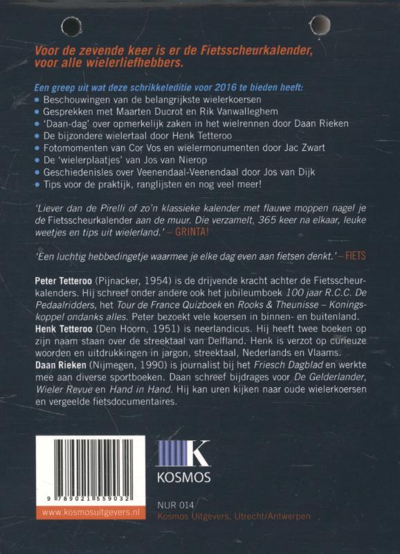 Achterkant van De Fietsscheurkalender 2016