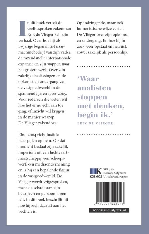 Achterkant van Erik de Vlieger Autobiografie