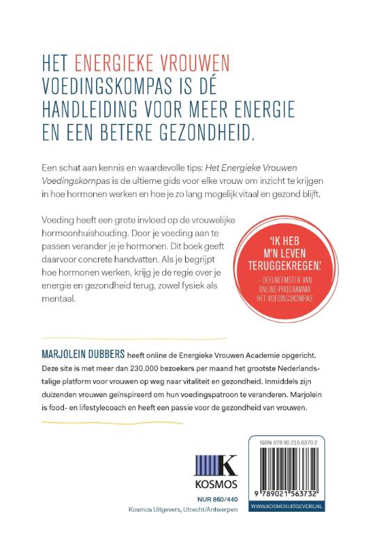 Achterkant van Het energieke vrouwen voedingskompas