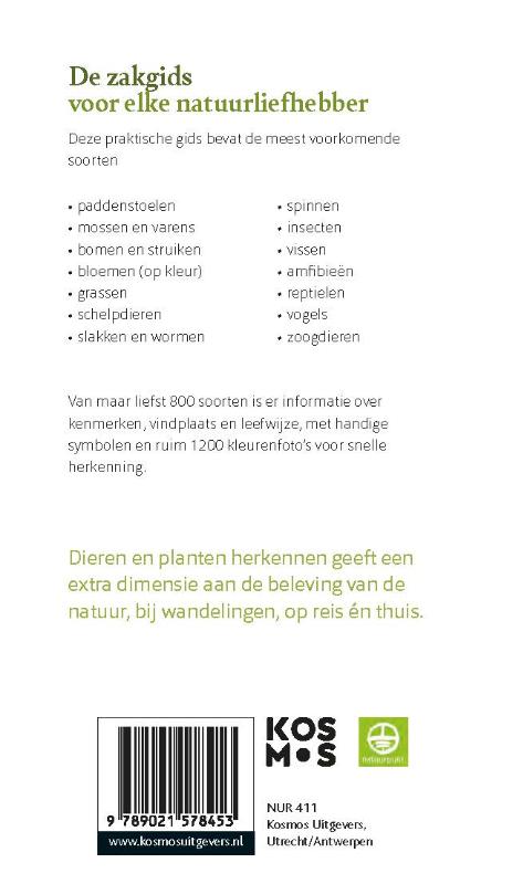 Achterkant van De dieren- en plantengids voor onderweg