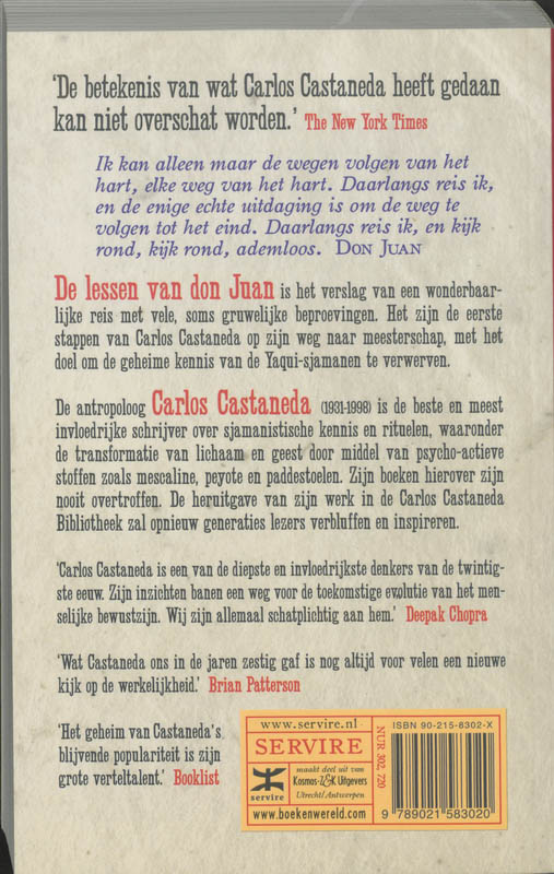 Achterkant van De lessen van Don Juan