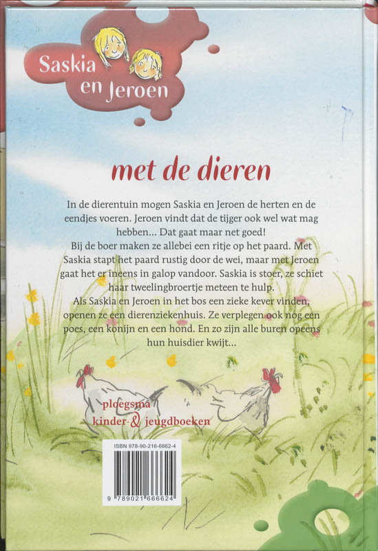 Achterkant van Saskia en Jeroen met de dieren