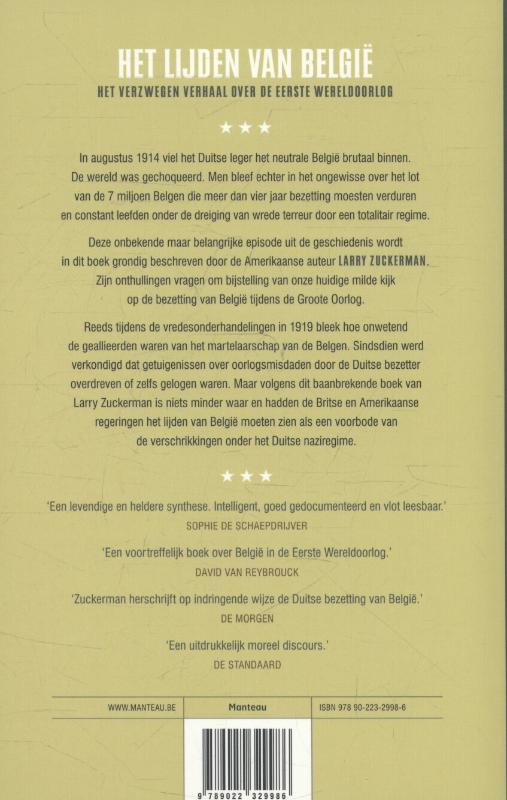 Achterkant van Het lijden van Belgie