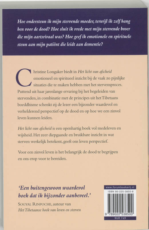 Achterkant van Het licht van afscheid