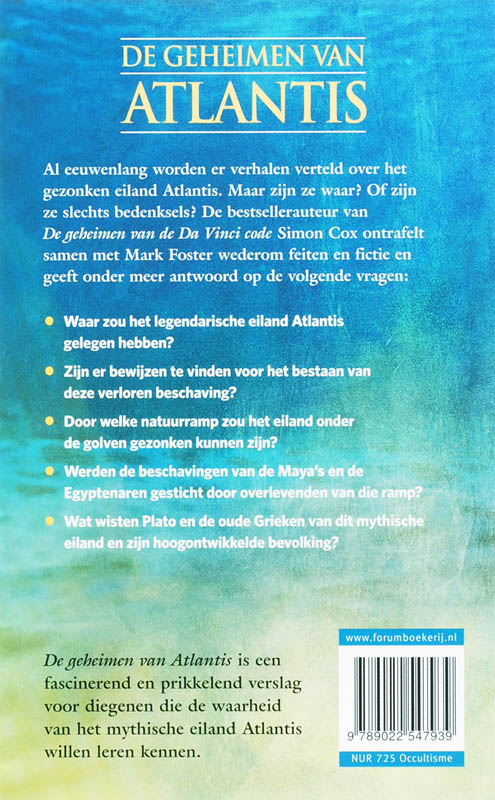 Achterkant van De geheimen van Atlantis