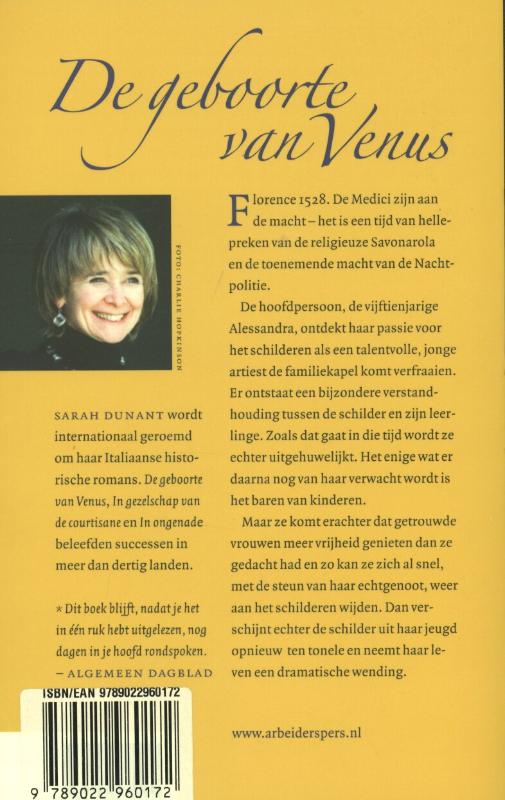 Achterkant van De geboorte van Venus