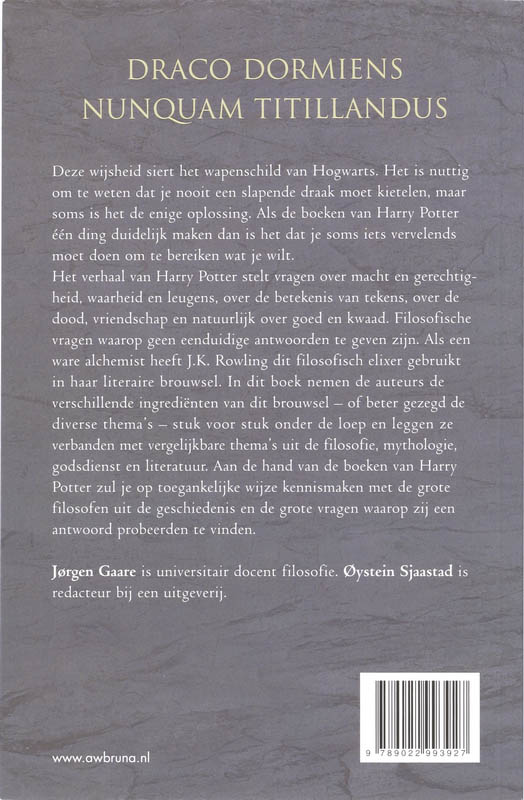 Achterkant van Harry Potter en de school der wijzen