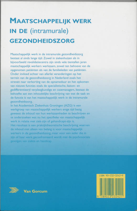 Achterkant van Maatschappelijk werk in de (intramurale) gezondheidszorg