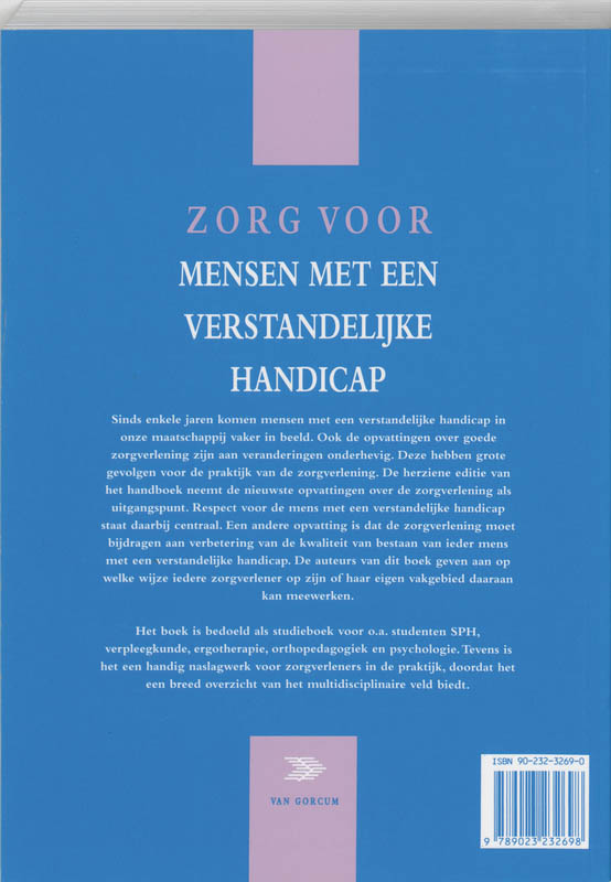 Achterkant van Zorg voor mensen met een verstandelijke handicap