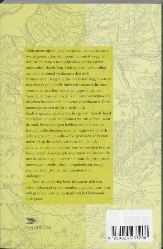 Achterkant van Laatmiddeleeuws landschap en veldnamen in de Baronie van Breda