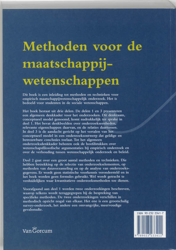 Achterkant van Methoden voor de maatschappijwetenschappen