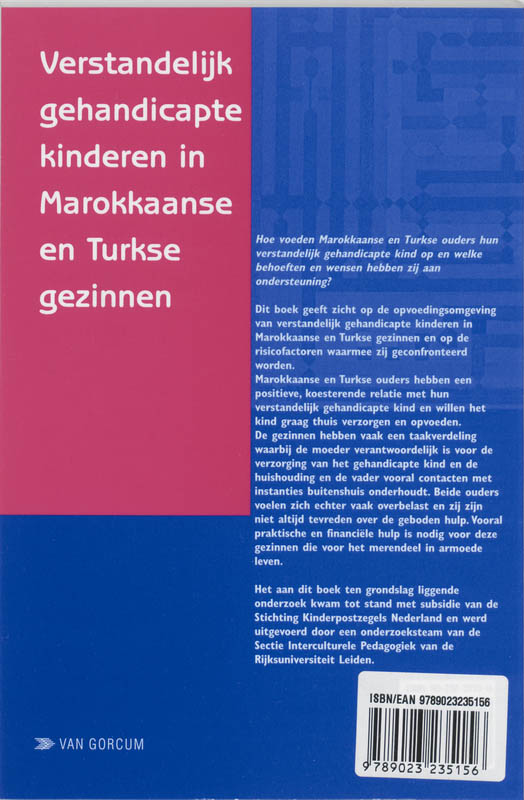 Achterkant van Verstandelijk gehandicapte kinderen in Marokkaanse en Turkse gezinnen