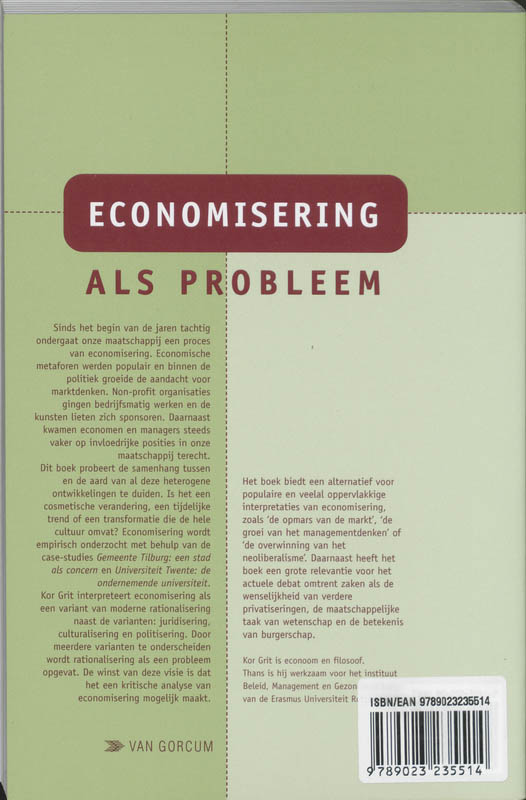 Achterkant van Economisering als probleem