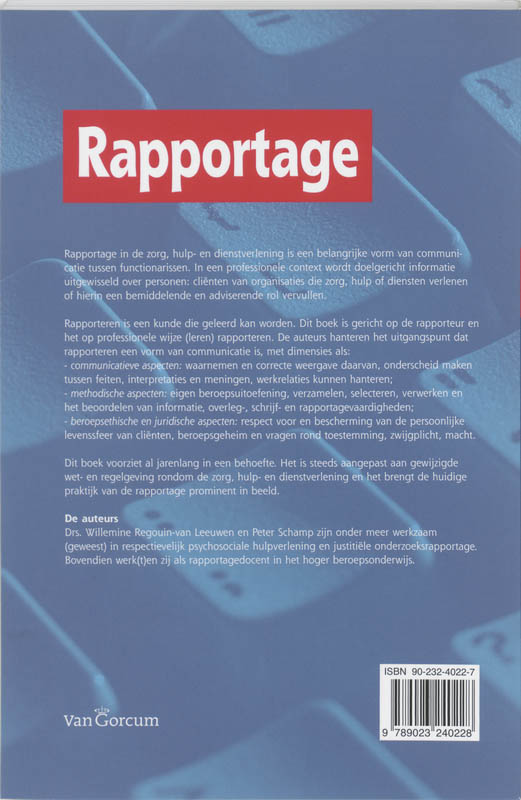 Achterkant van Rapportage
