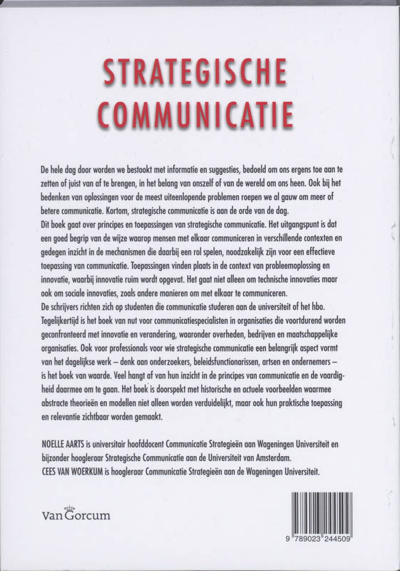 Achterkant van Strategische Communicatie