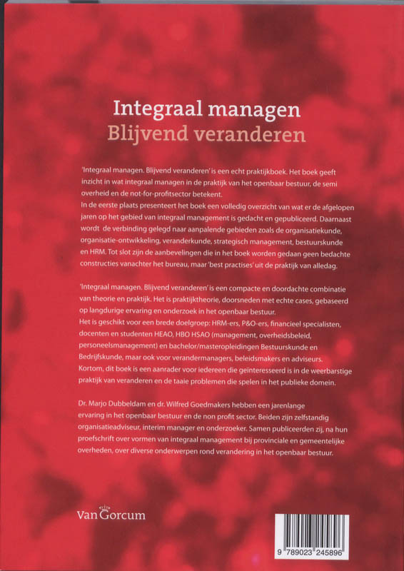 Achterkant van Integraal managen - Blijvend veranderen