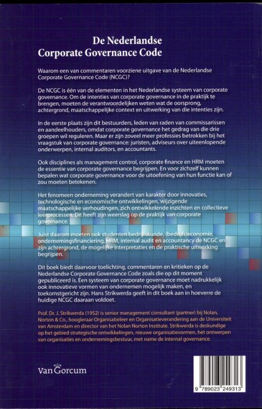Achterkant van De Nederlandse corporate governance code