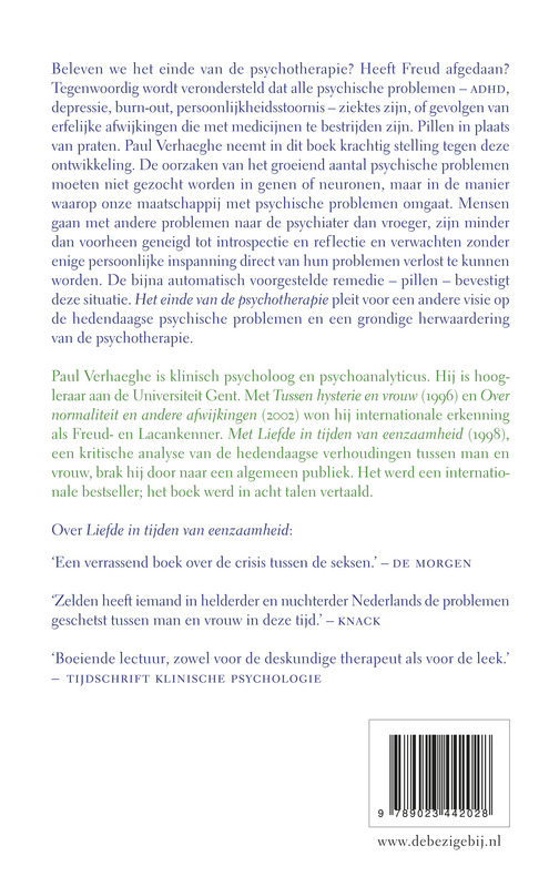 Achterkant van Het einde van de psychotherapie