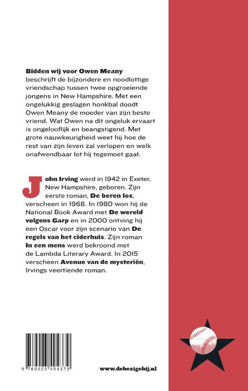 Achterkant van Bidden wij voor Owen Meany