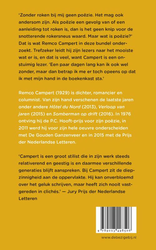 Achterkant van Zonder roken bij mij geen poëzie