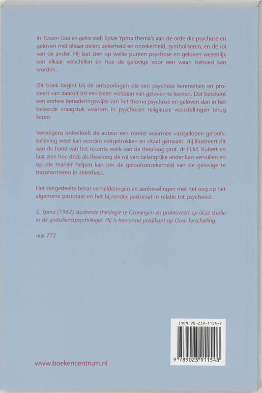 Achterkant van Tussen God en gekte