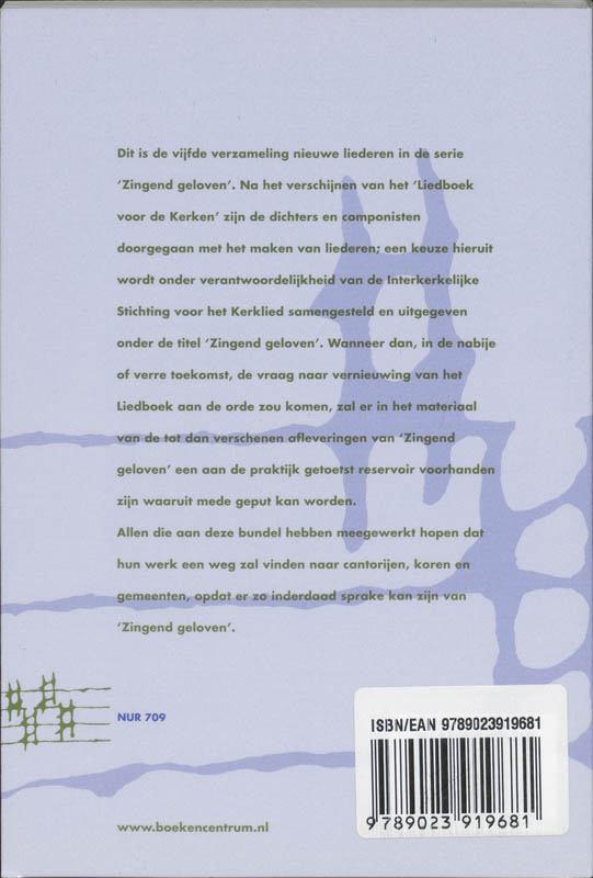 Achterkant van 5 eenstemmig