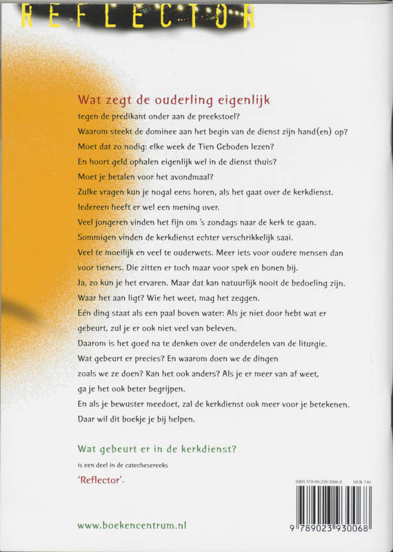 Achterkant van Wat gebeurt er in de kerkdienst?