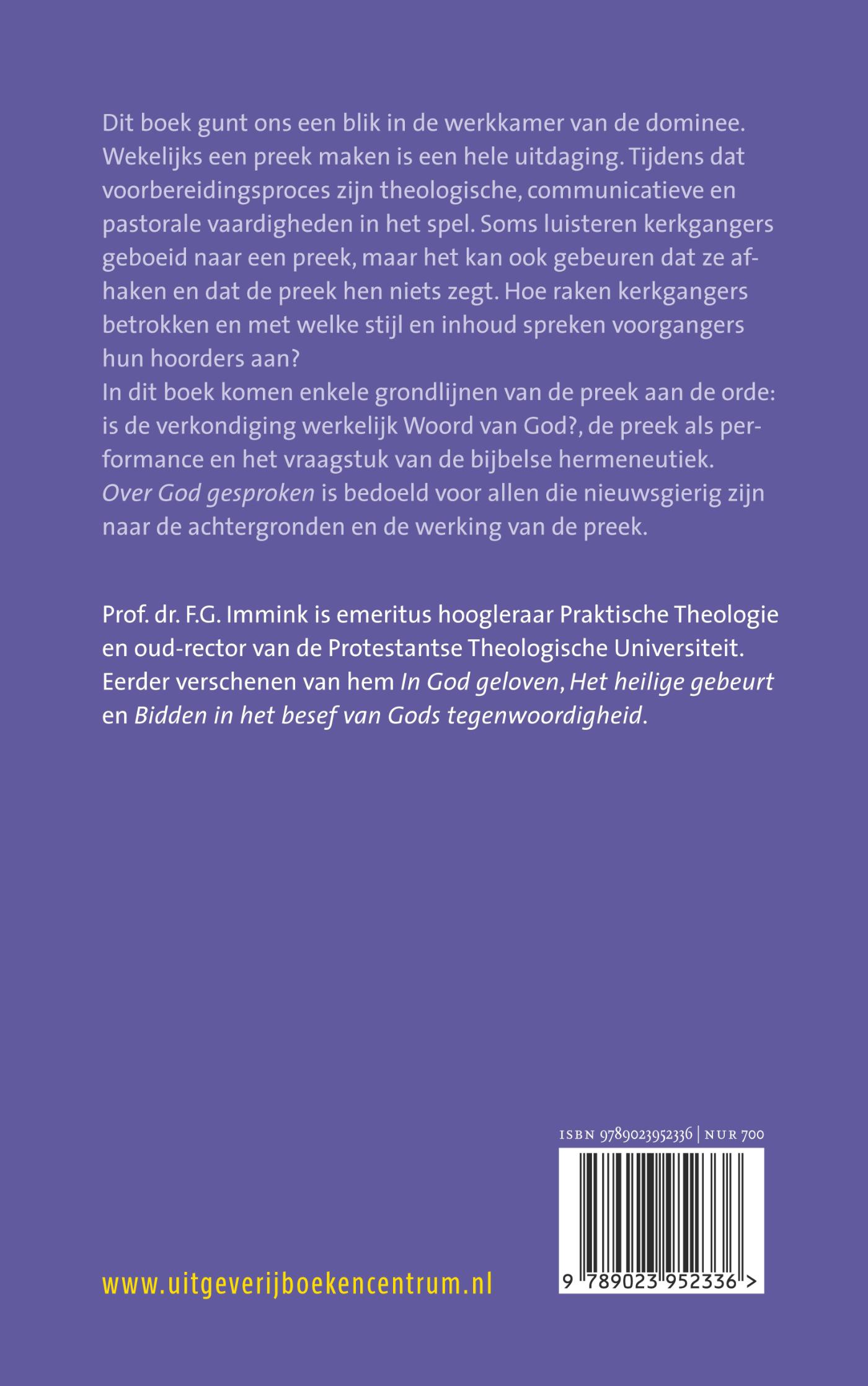 Achterkant van Over God gesproken