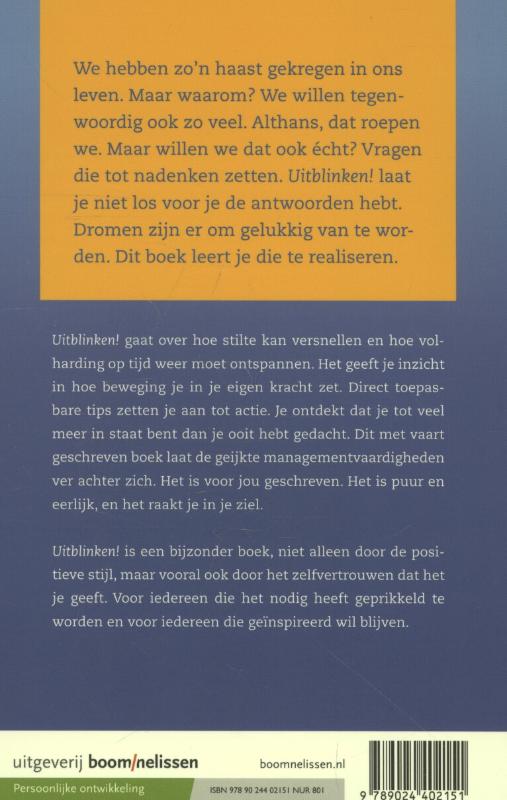 Achterkant van Uitblinken!