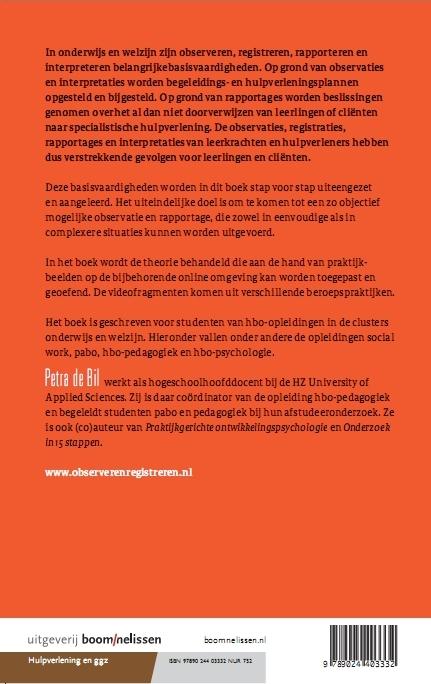 Achterkant van Observeren, registreren, rapporteren en interpreteren