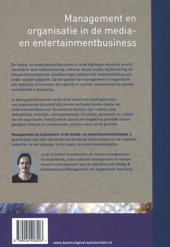 Achterkant van Management en organisatie in de media- en entertainmentbusiness