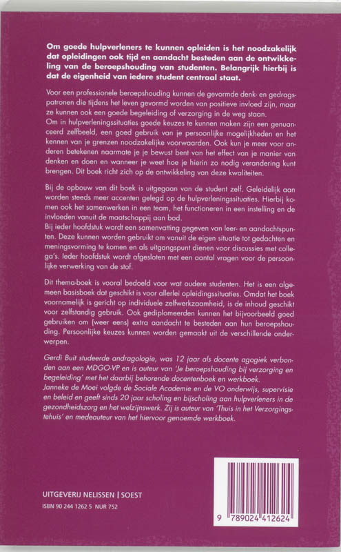 Achterkant van Professionele houding in de hulpverlening