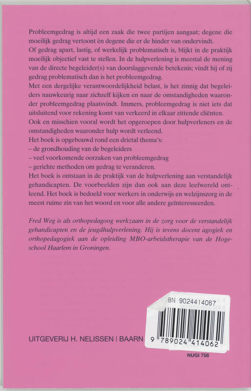 Achterkant van Omgaan met probleemgedrag van verstandelijk gehandicapten