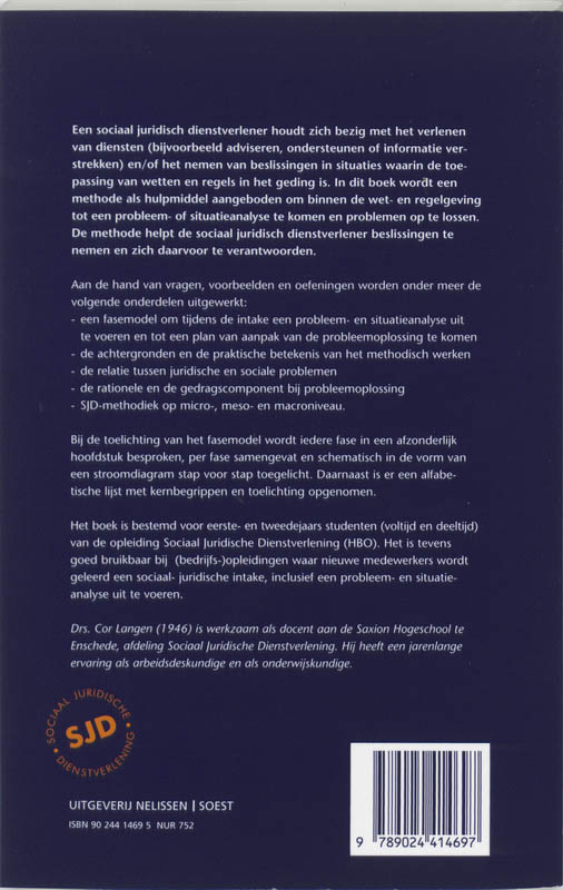 Achterkant van Methodiek sociaal juridische dienstverlening