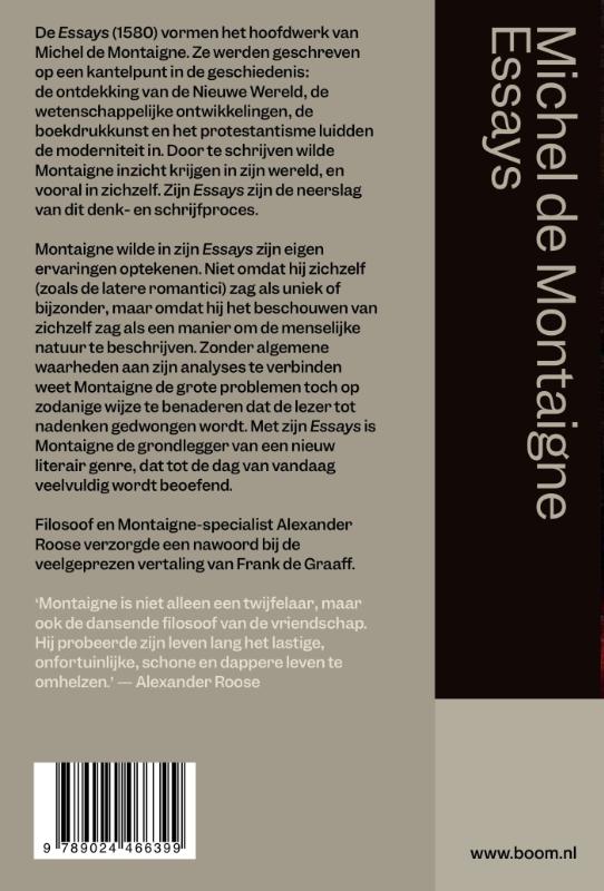 Achterkant van Essays