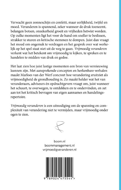 Achterkant van Vrijmoedig veranderen
