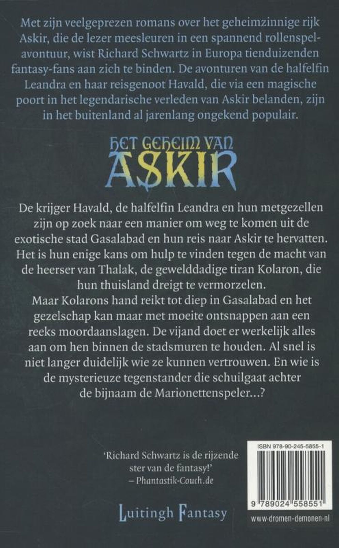 Achterkant van De marionettenspeler