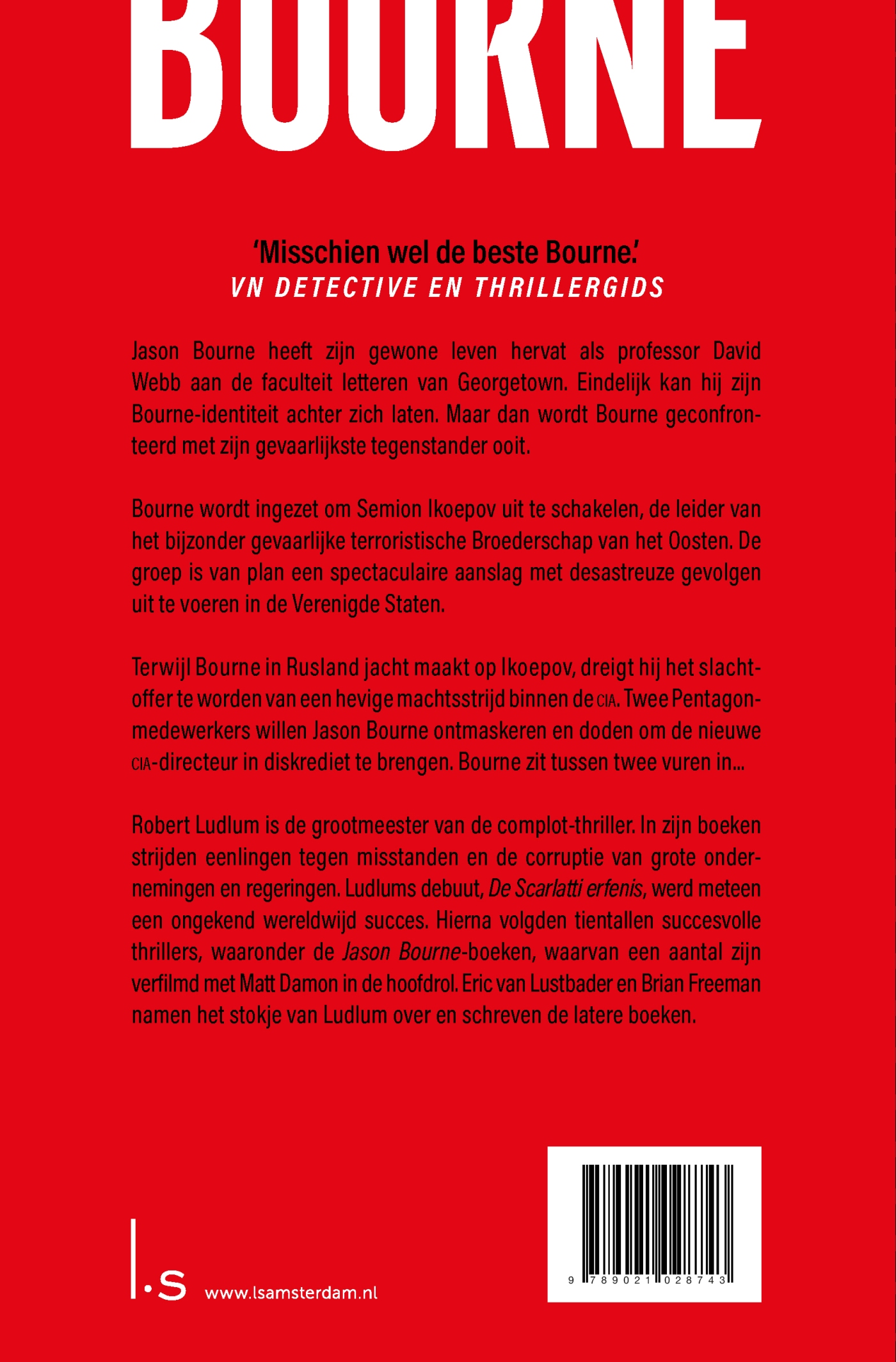 Achterkant van De Bourne sanctie