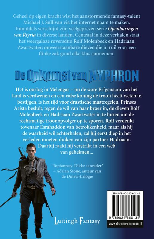 Achterkant van De Openbaringen van Riyria 3 - De Opkomst van Nyphron (POD)