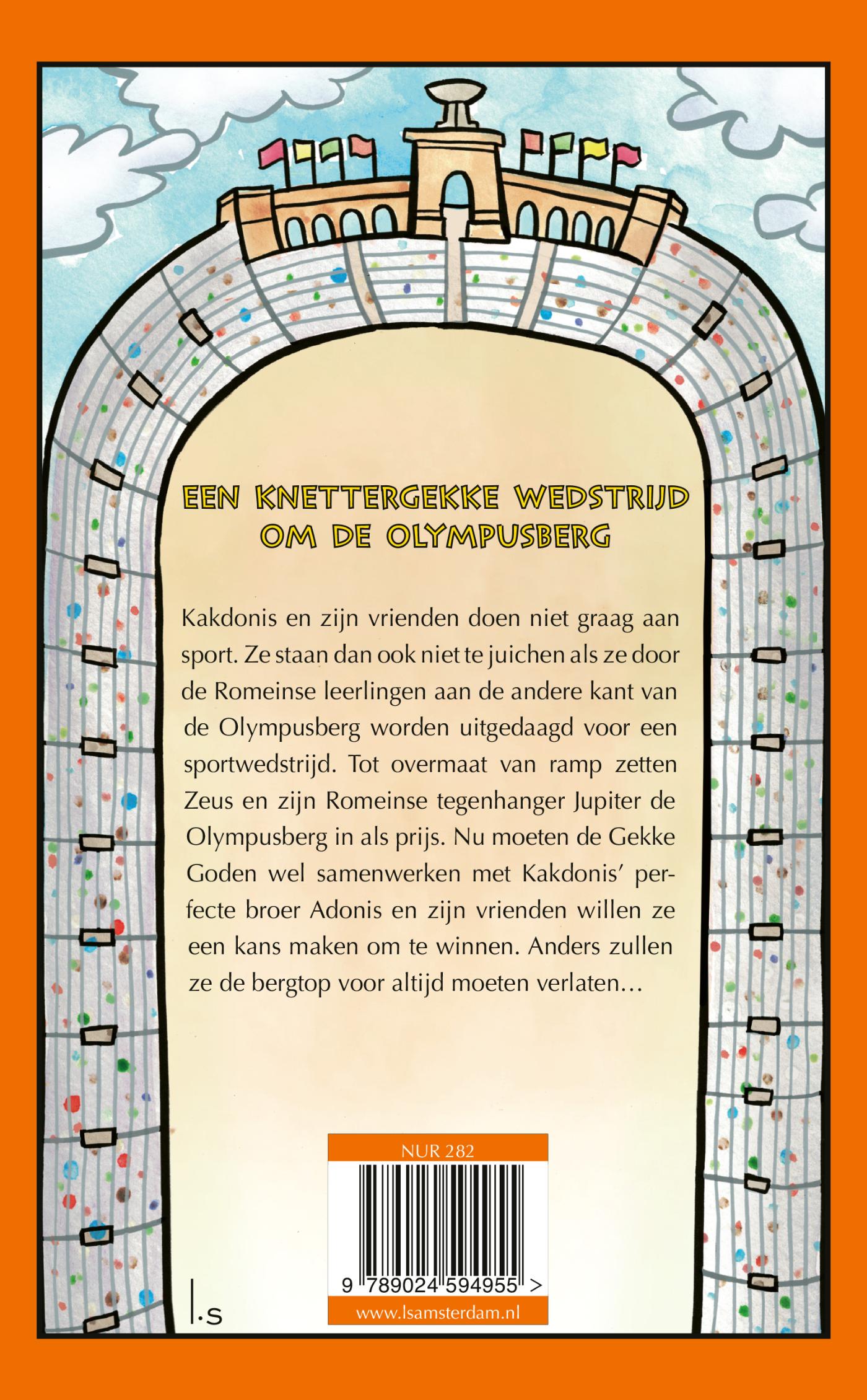 Achterkant van Gekke goden en de Olympische Spelen