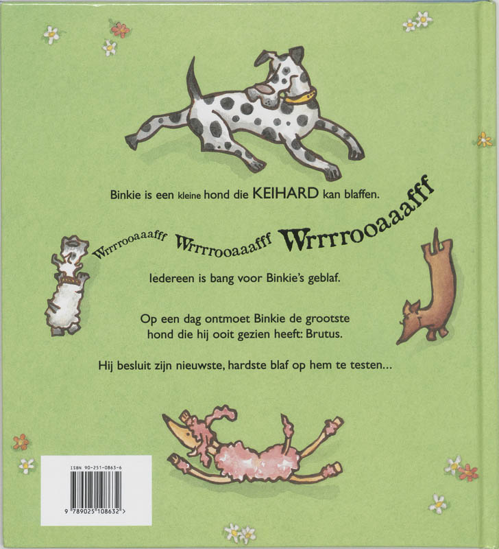 Achterkant van Binkie's blaf
