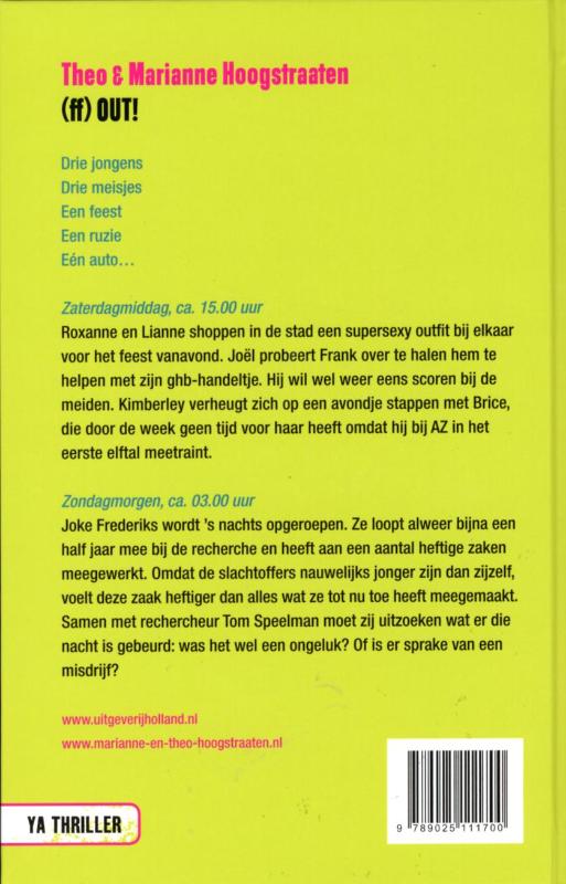 Achterkant van (ff) Out!