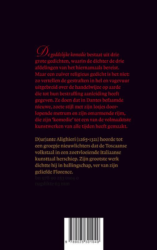 Achterkant van De goddelijke komedie