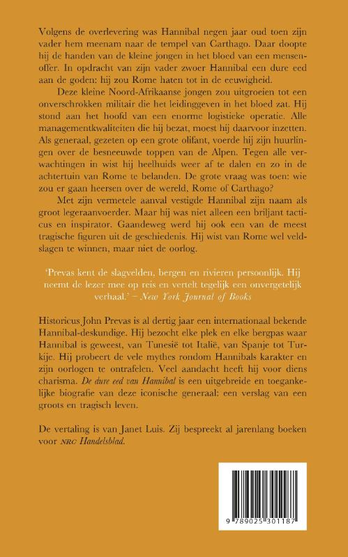 Achterkant van De dure eed van Hannibal