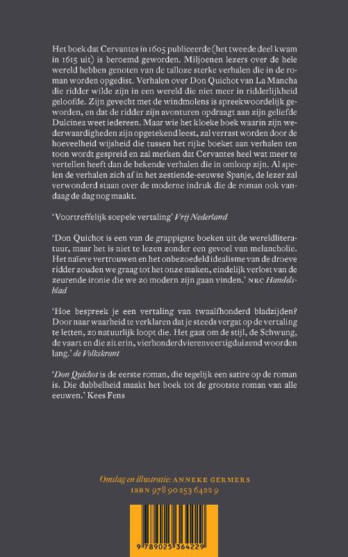 Achterkant van De vernuftige edelman Don Quichot van La Mancha