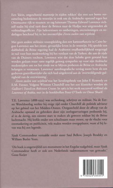 Achterkant van Zeven zuilen van wijsheid